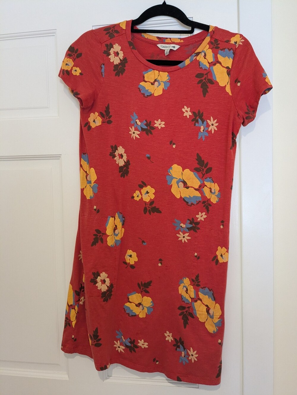 Toad And Co Red Floral Dress Organic cotton Xs
